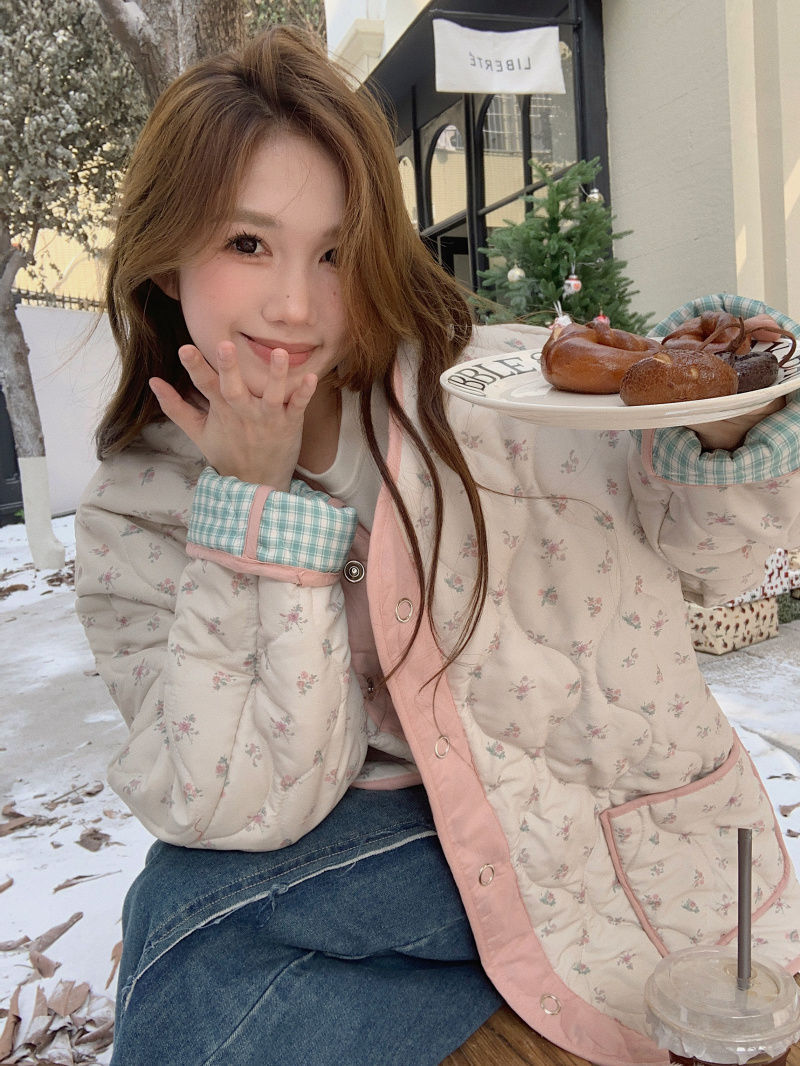 Korejepo Cotton Padded Thickened Clothes Women Winter 2024 New Retro Rhombus Coat Sweet Ral Age Reducing Jacket