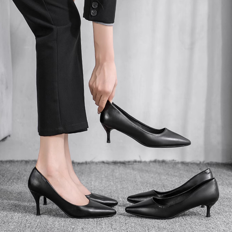 Women's Black high heels Spring Casual shoes Women's high heels Black work shoes