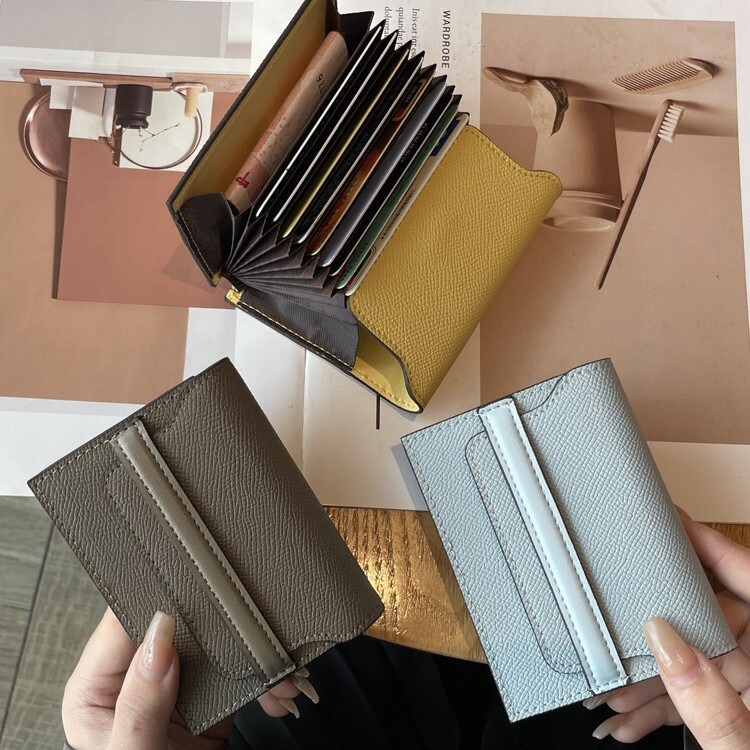 Leather anti magnetic cover layer, cowhide, large capacity, multiple slots, solid color mini card cover, new fashionable and simple leather wallet