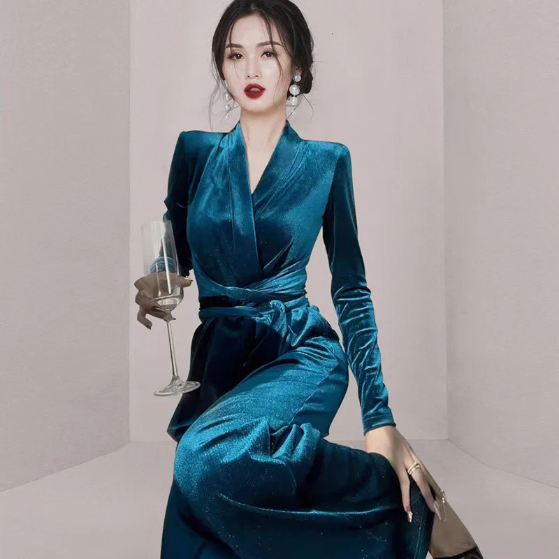 elegant autumn purple velvet jumpsuit womens V-neck high waisted lace pocket office womens wide leg jumpsuit 241031