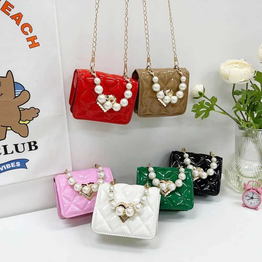 Women Handbag Faux Pearl Handle Golden Love Heart Detachable Metal Chain Mini Elegant Girl Single Shoulder Bag Purse LX241104