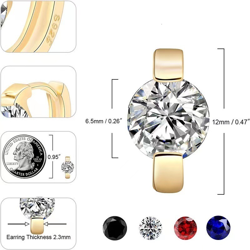 Cute 925 Sterling Silver Solitaire Round CZ Circle Small Loop Hoop Earrings For Women Jewelry Kids Baby Girls Aros Arete 200924