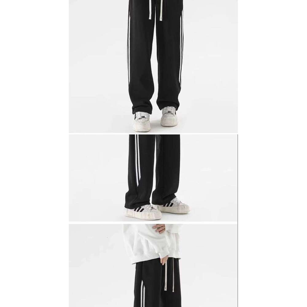 shanshi three stripes pants Grey sports for men in spring autumn 2024 new three bar contrasting color guard pants rugged and handsome straight leg len