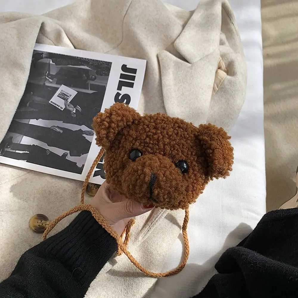 Cute Bear Plush Shoulder Bag for Children Kids Messenger Bags Kawaii Diagonal Bag Purse Little Girls Stuffed Animals Bag LX241104
