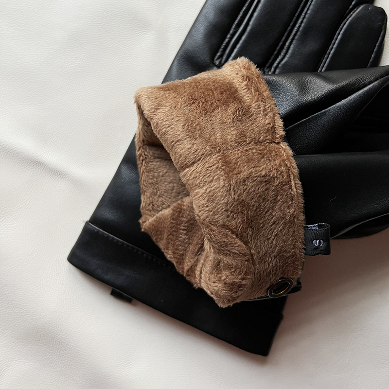 Men's Unlined Luxury Leather Gloves Women's Short gloves Wrist Button Goat Leather Winter Warm Driving Touch Screen Fit Gloves Femal Black g