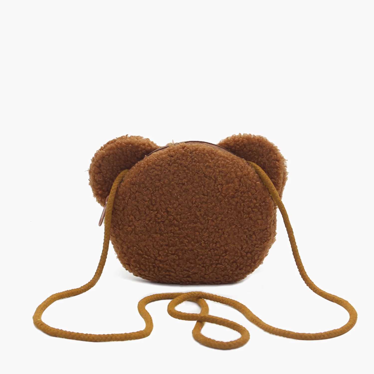 Plush Crossbody Bag Cute Animal Bear Coin Wallet Boys and Girls Mini Shoulder Bag LX241104