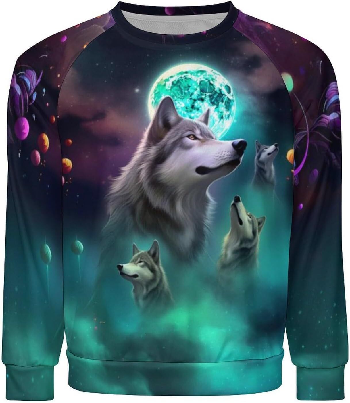 Long Sleeve Shirts for Men sweatshirt Funny Wolf Printed Pullover Animal Graphic Sweatshirt T shirt Tee Streetwear Casual tops clothes