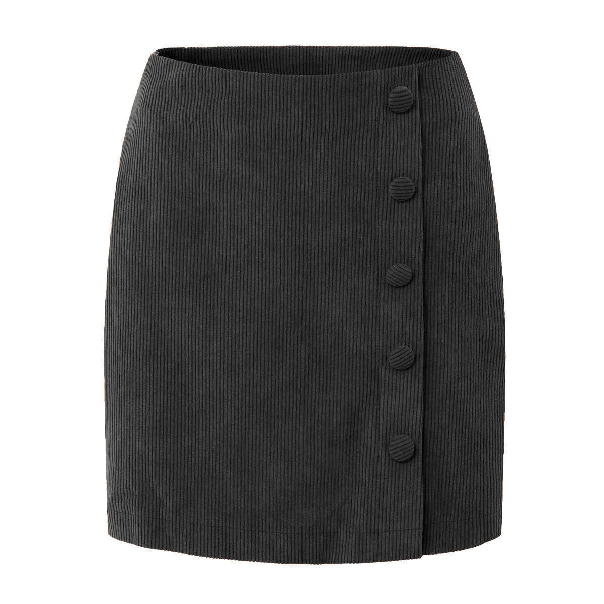 WoMens Corduroy Half Short Skirt Autumn Winter Solid Color Hip-hugging Skirt Cloth Buckle Zipper Skirt High Waist Slimming Hip Skirt 241023