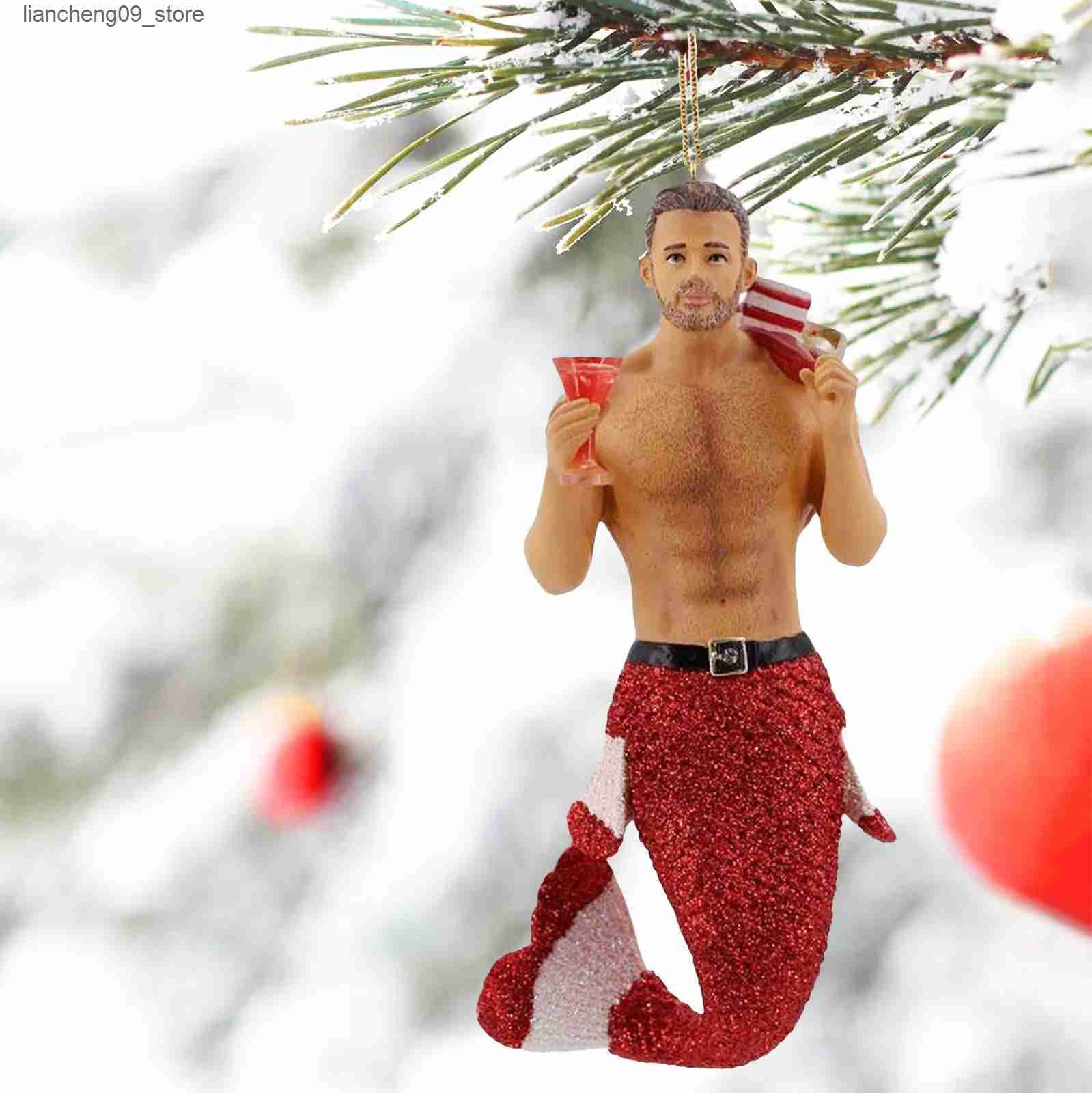 Christmas Decorations 2022 Navidad Christmas Tree Merman Pendant Christmas Acrylic Decoration New Year Creative Resin Christmas Decoration L240910