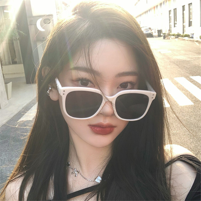 Women New High End Large Face Slimming Sunglasses UV Resistant White Frame Sun Protection For Men F10.19-2.22 d5f86