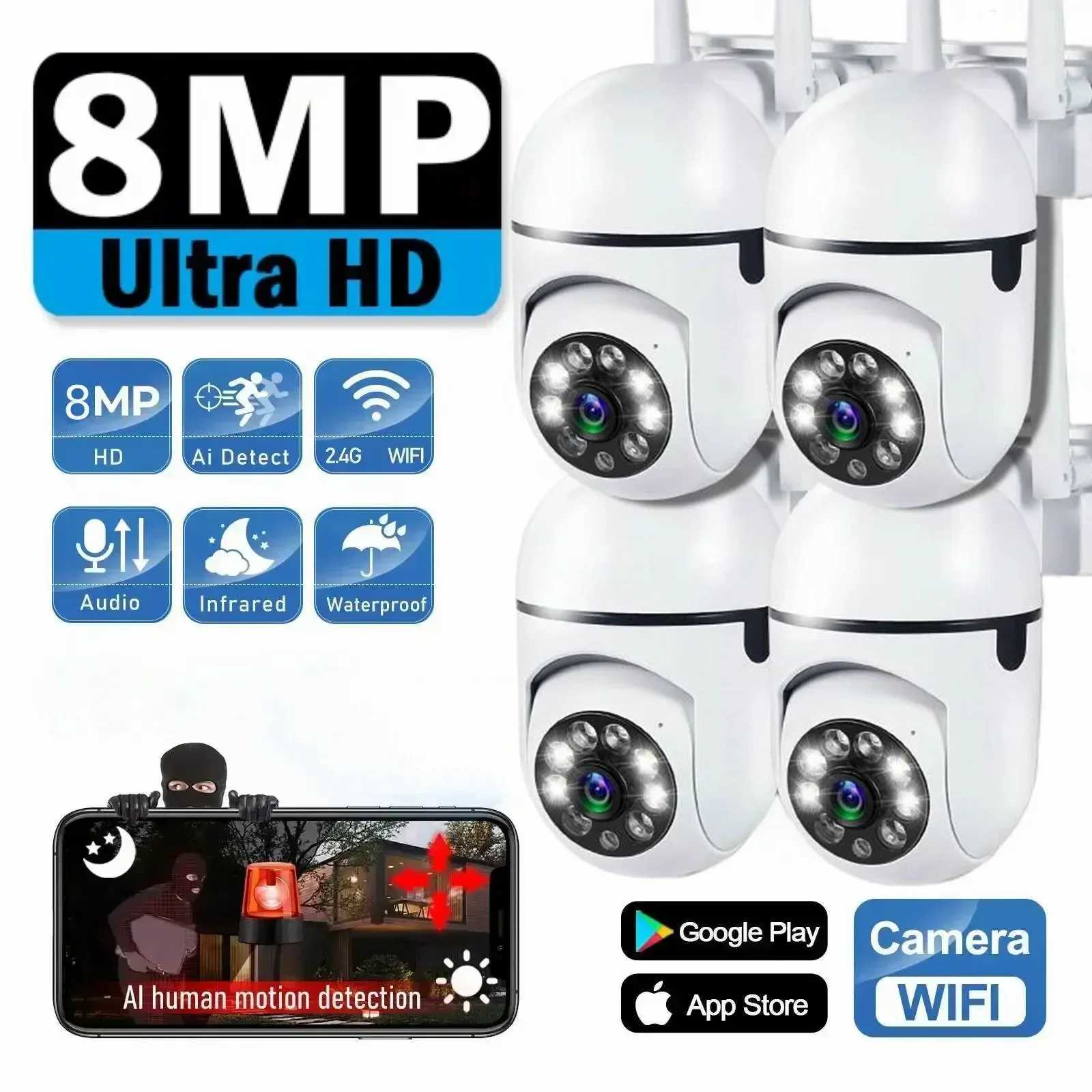 Camera 8MP Wifi Wireless Security Monitor Cameras Color Night Vision PTZ Cam Smart He CCTV HD Surveillance Camera AI Human Tracking Z241105