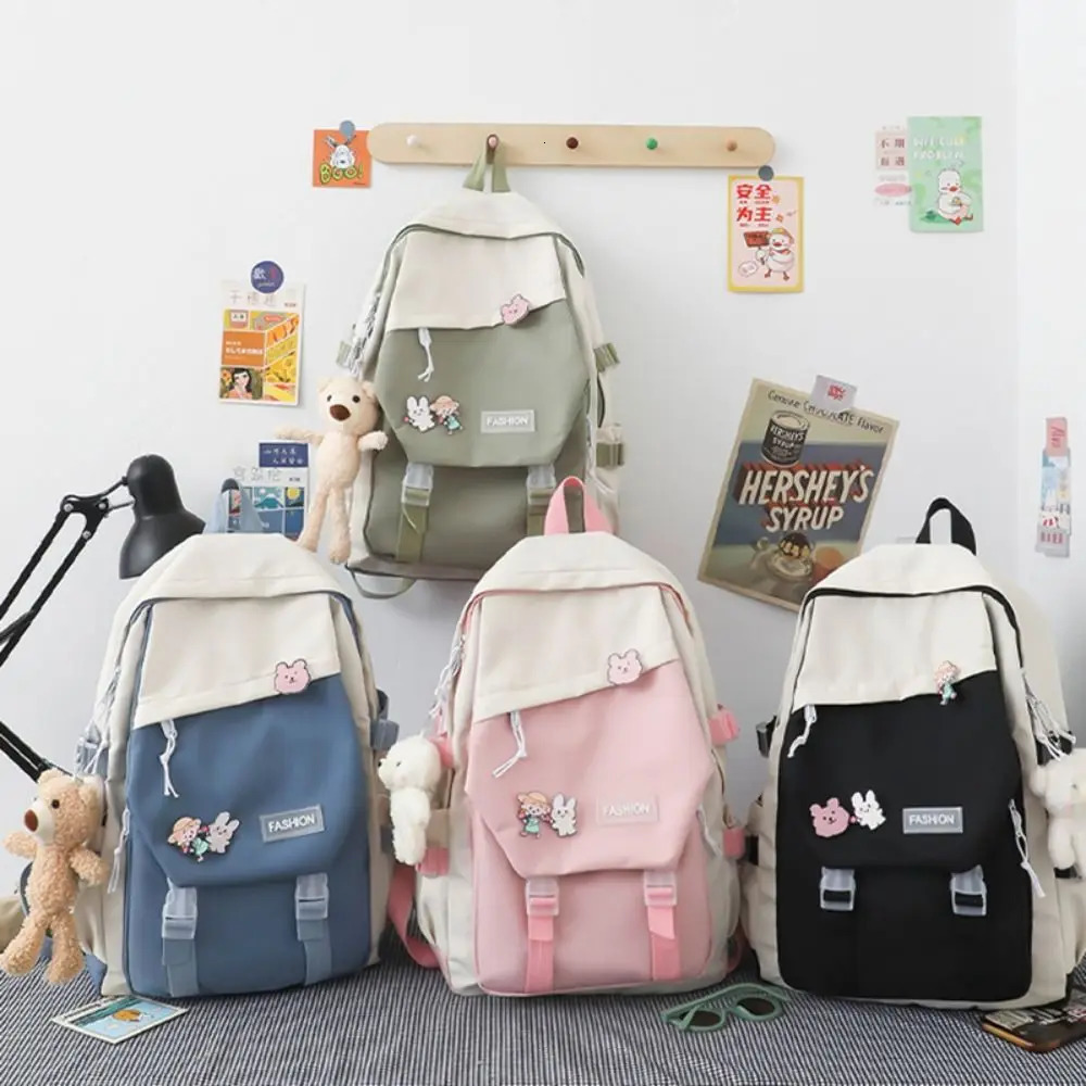Waterproof Teenage Nylon Book Bag Large Capacity College Backpack Fashion School Cute Girls Boys Travel Backbag 241029