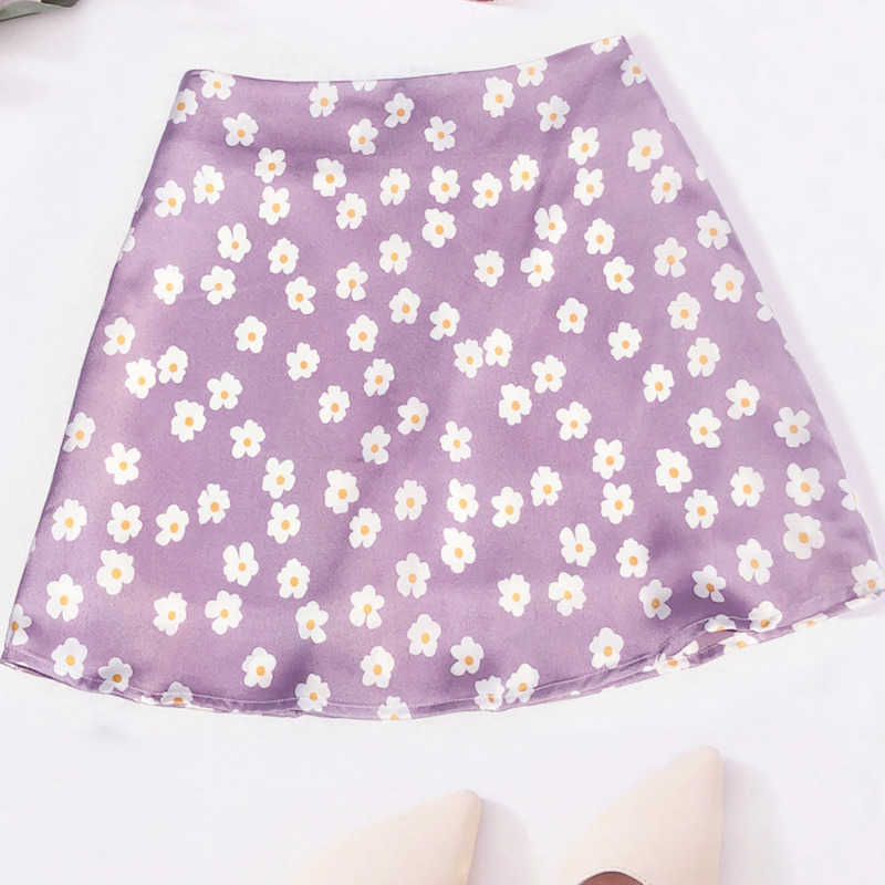 Women Printed Vintage Skirt WoMens Pink Small Flower Leopard Print Short Skirt Satin Half Skirt High Waisted Zipper Casual Skirt 241023