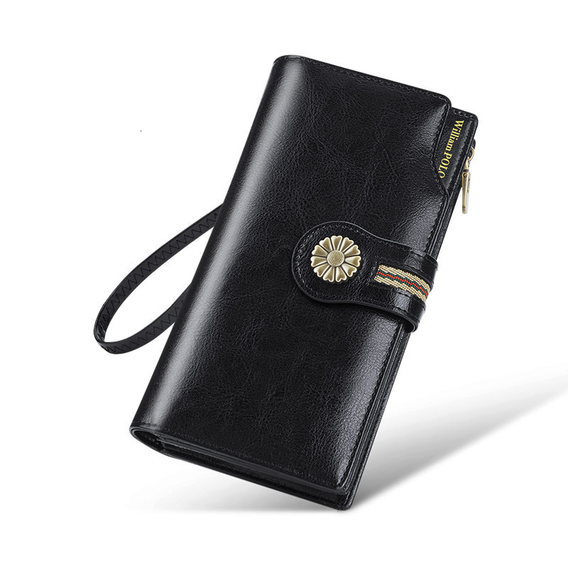 New designer DiBao women's high-end long leather anti-theft brush wallet zipper