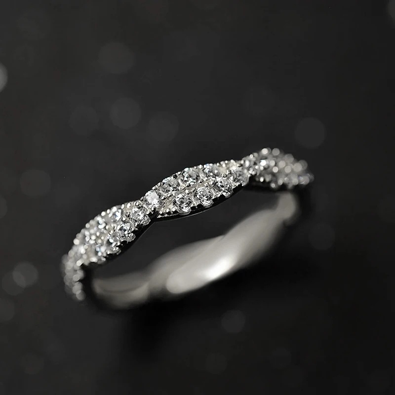 Cluster Ring 925 Sterling Silver Gold Plated Full Circle Diamond Ring Round Crystal Ring Women's Gold Engagement Ring Luxury Jewelry Size 6-10 - view 8