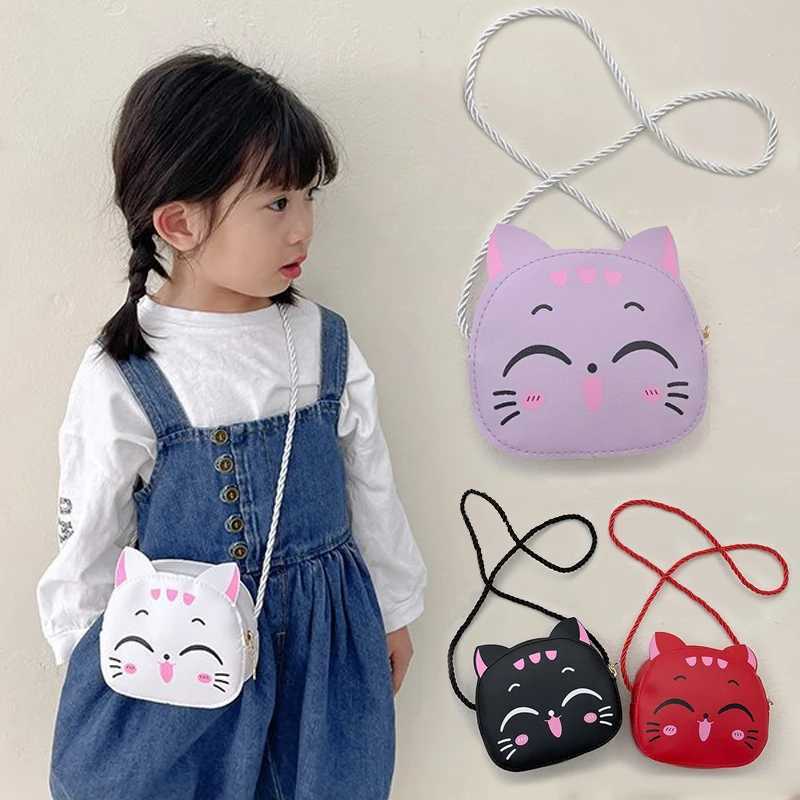 Kids Bag Fashion Cute Cat Crossbody Bag Coin Wallet Lovely Hand Bags for Boys and Girls Mini Shoulder Bags LX241104