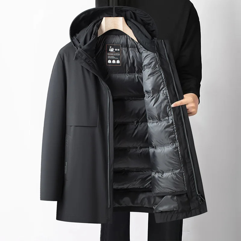 Winter New Detachable Inner Tank Goose Down Men's Middle Aged Business Warm Dad's Coat