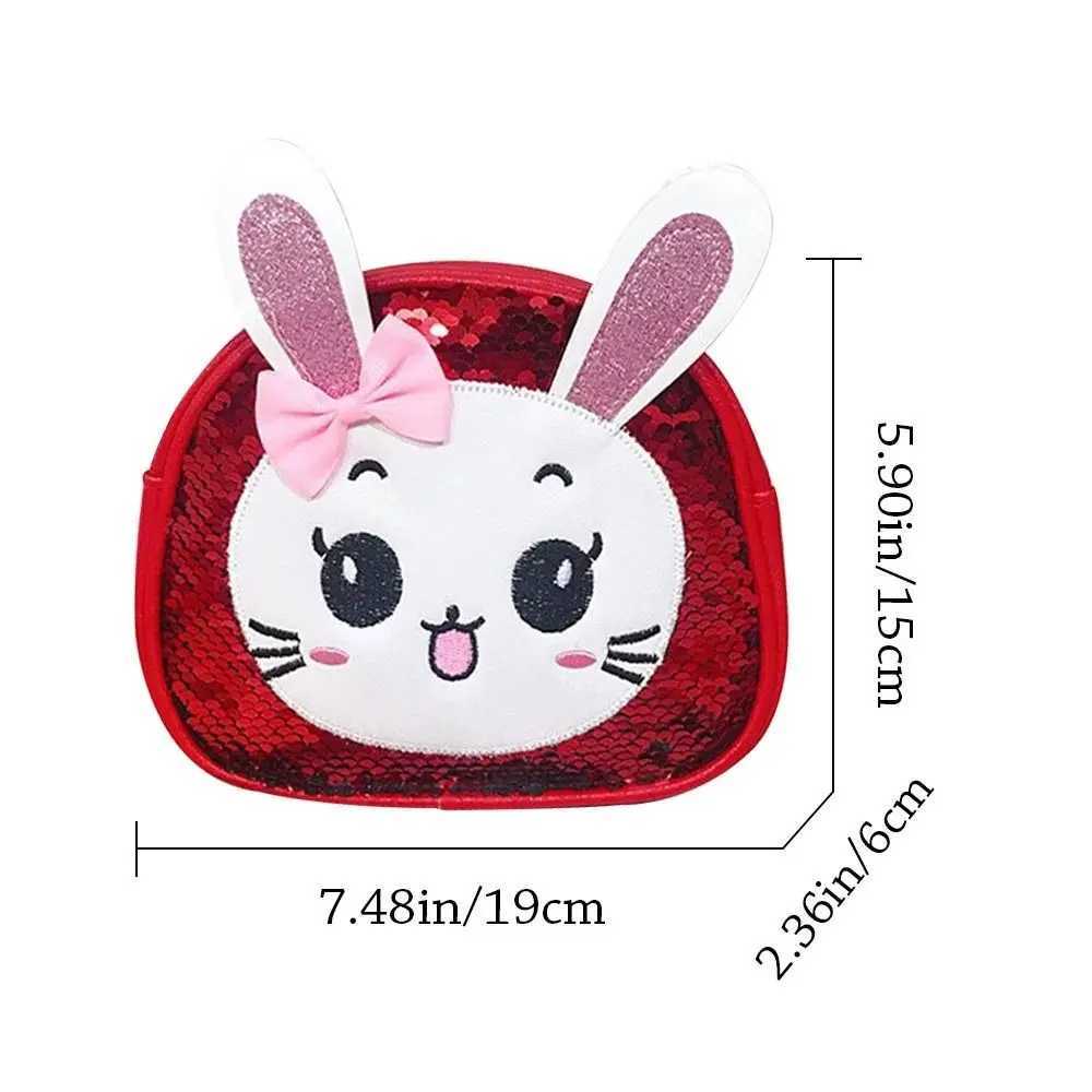 New Cute Sequins Bunny Pu Leather Shoulder Bag Sweet Little Princess Shoulder Coin Purse Crossbody Bag LX241104