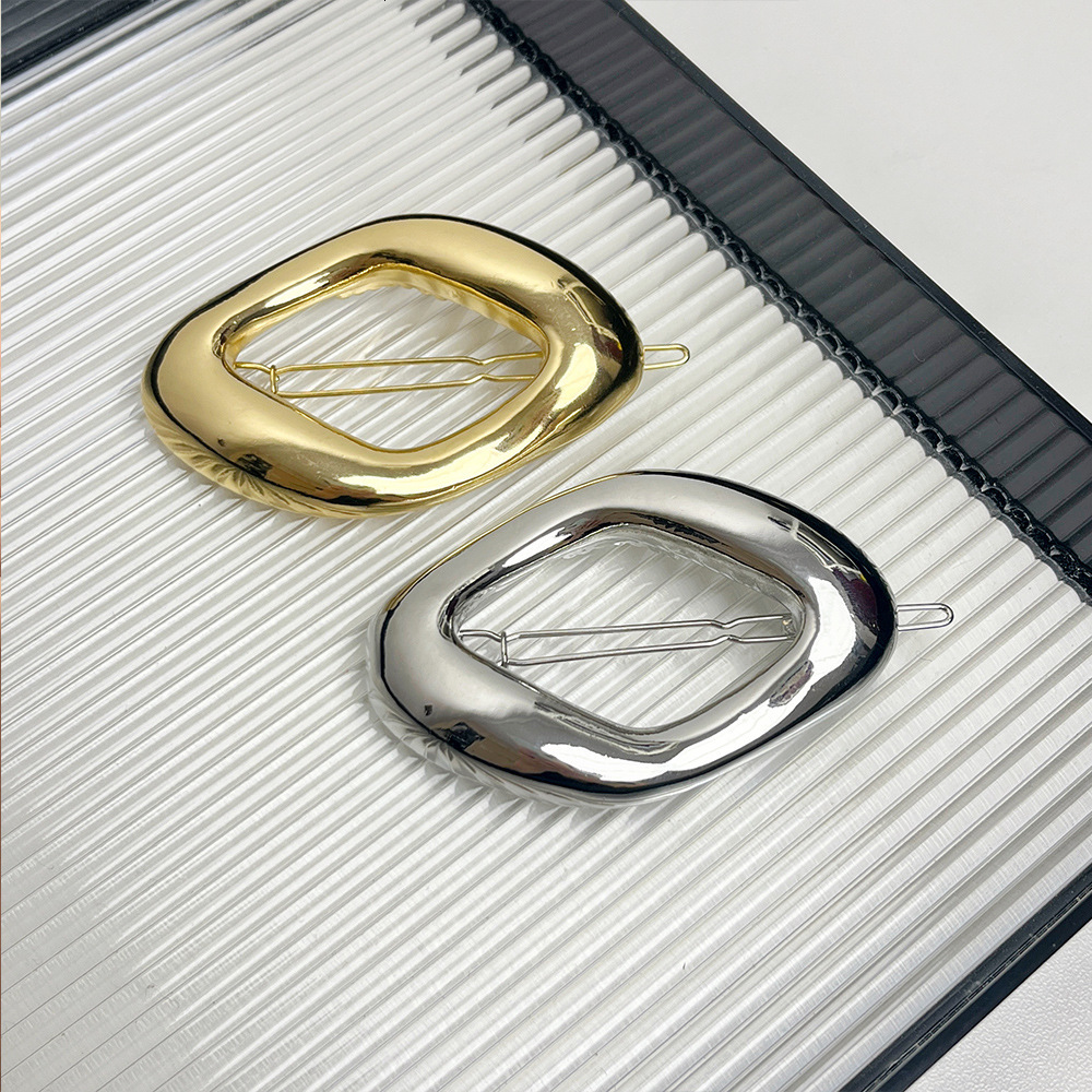 Korean Style Geometric Irregular Elliptical Metal Clip Minimalist High End Cool Accessory Niche Light Luxury Hair F09.18-13.95 624aa