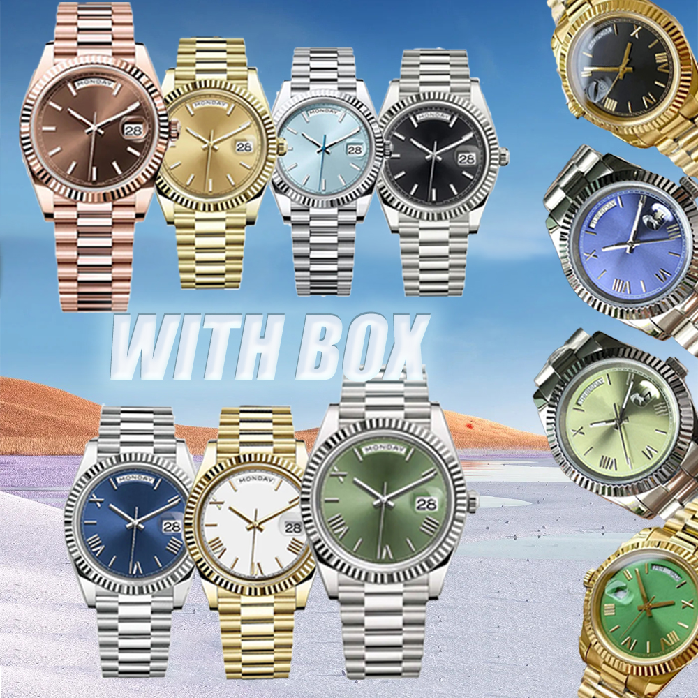 watch mechanical mens watch gold stainless steel bracelet luminous sapphire glass water resistant roman numerals weekly calendar watches with box 36mm 41mm