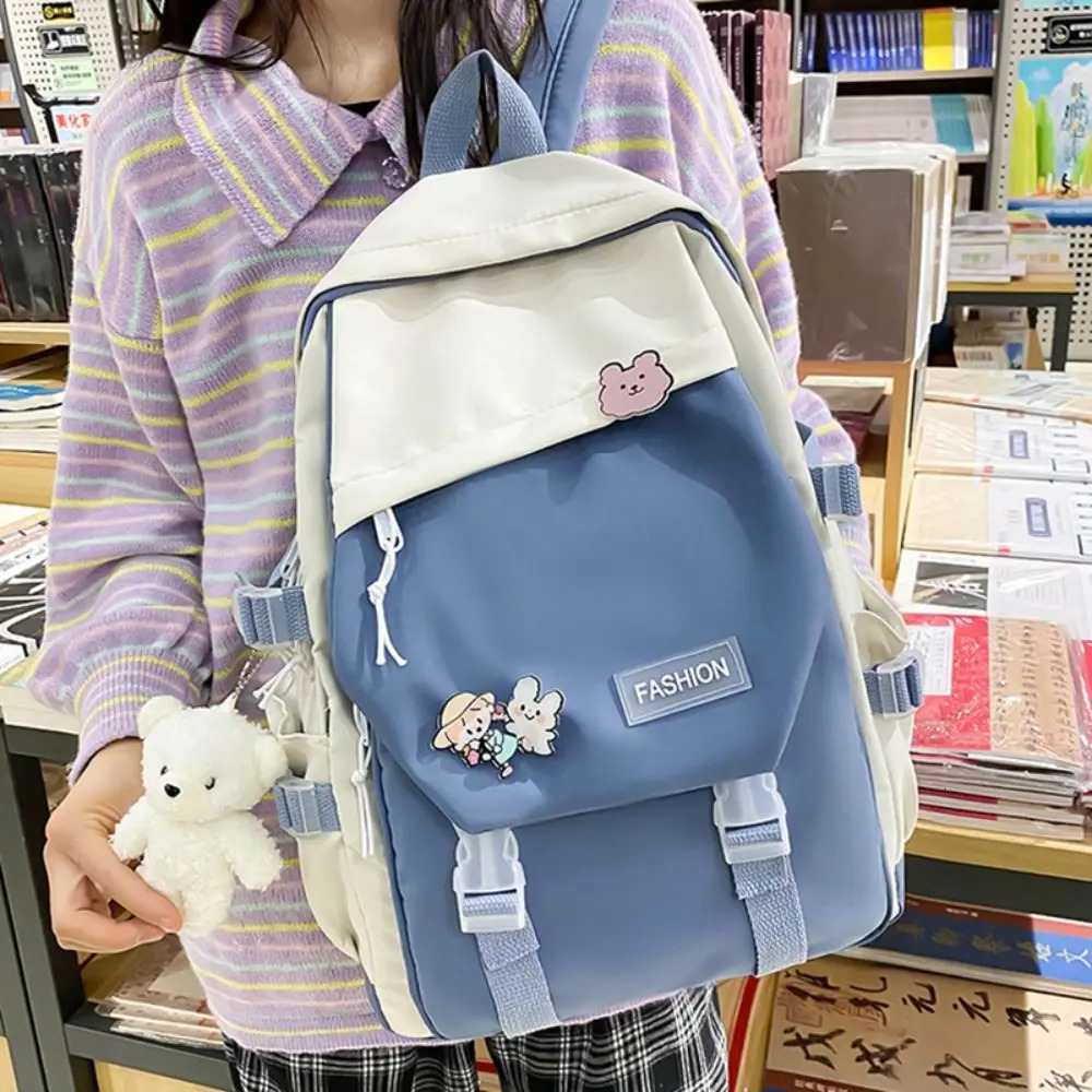 Waterproof Teenage Nylon Book Bag Large Capacity College Backpack Fashion School Cute Girls Boys Travel Backbag 241029