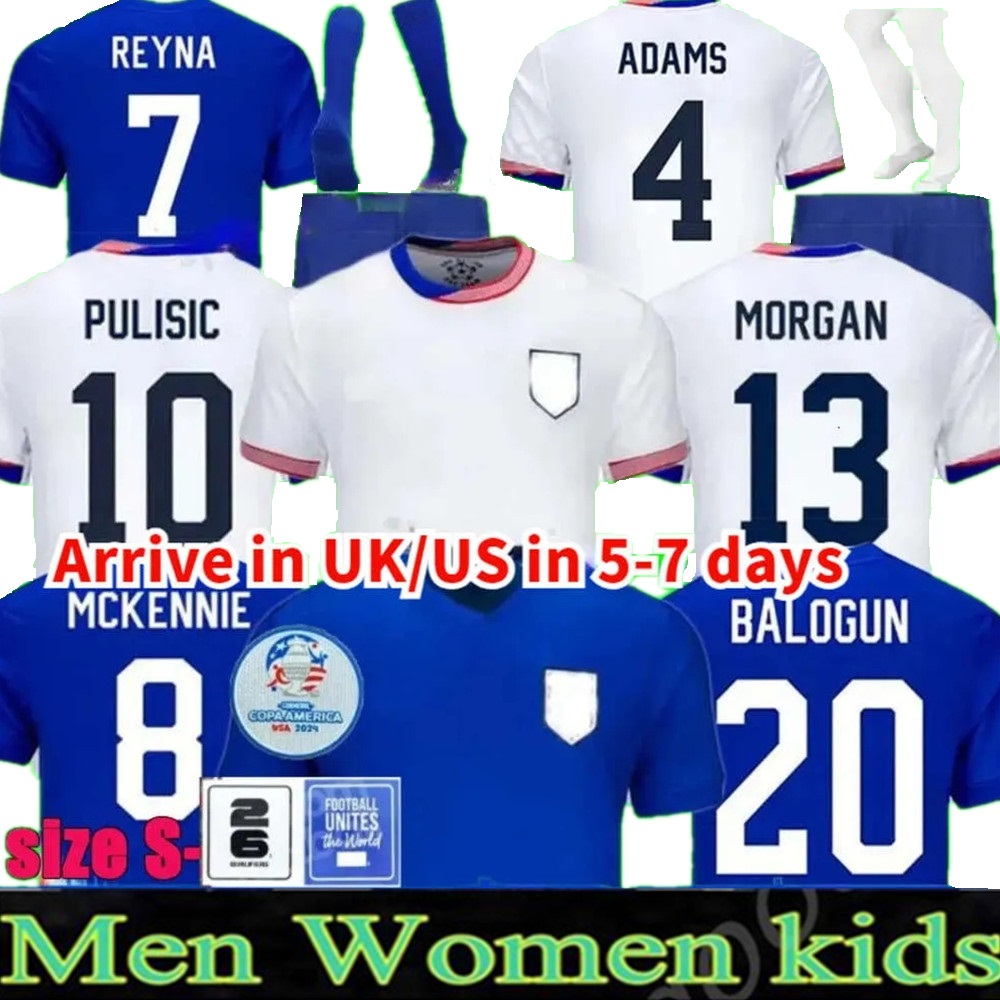 USAS Soccer Jerseys 2024 2025 Copa America USWNT Woman Kids Kit USMNT 24/25 Home Away Football Shirts Men Player Version PULISIC SMITH MORGAN BALOGUN