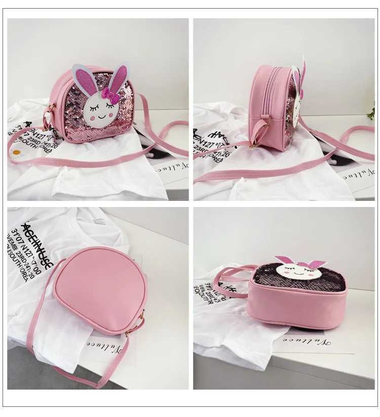 Sequins Bunny Girls Small Shoulder Bags Lovely Baby Kids Mini Accessories Coin Purse Handbag Cute Rabbit Children Crossbody Bag LX241104