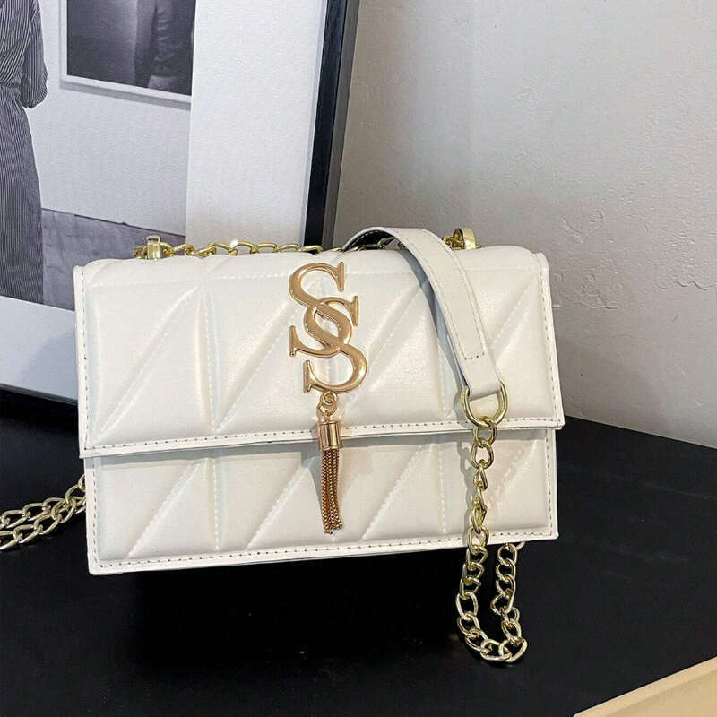 Designer Bag 2024 New Women Shoulder Bags,Purple Plaid Stitching Crossbody Bag,Metal Tassel Ornament Small Square Bag, Handbags For Women purse luxury