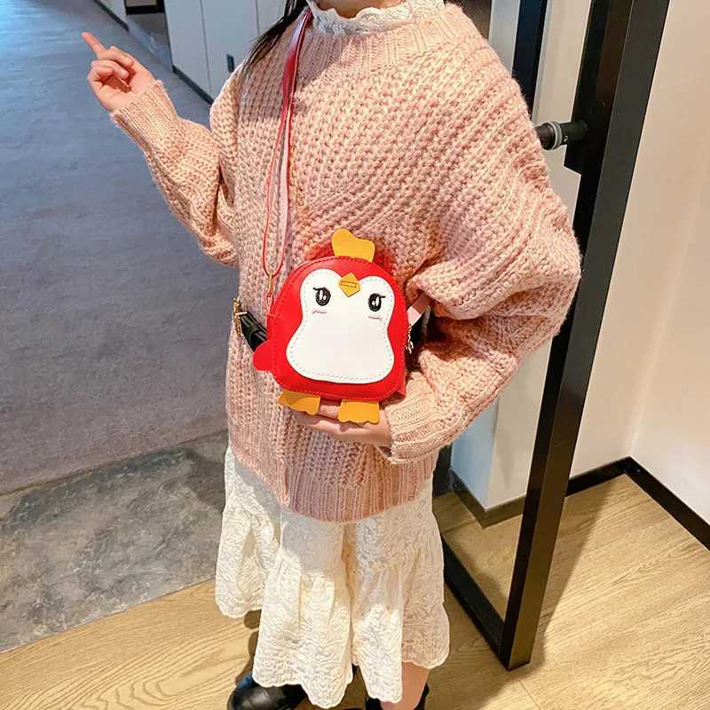 Animal Penguin Shape Shoulder Bag Kids Girls Crossbody Bag Cute Clutch Leather Small Handbag Bags Small Messenger Bag LX241104