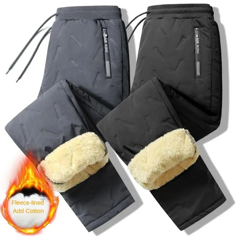 Winter Sweatwear Men Plush Thick Fleece Sweatpant Lambswool Thermal Trousers Casual Pants Windproof Warm Cotton 8828 241104 - view 6