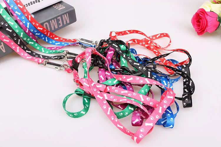1.0 * 120cm Dog Strap Leashes Nylon Printed Adjustable Pet Collar Dog Cat Animal Accessories Pet Necklace Rope Dog Supplies