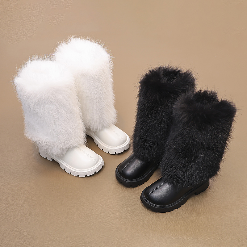 designers boots men womens snow kids winter cotton baby warm fur furry shoes mini black white boots