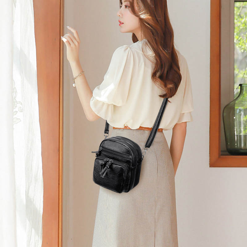 Vintage Designer Shoulder Messenger Bag Casual Handbag Crossbody Bags For Women PU Leather Small Daily Phone Pocket Purse Sac