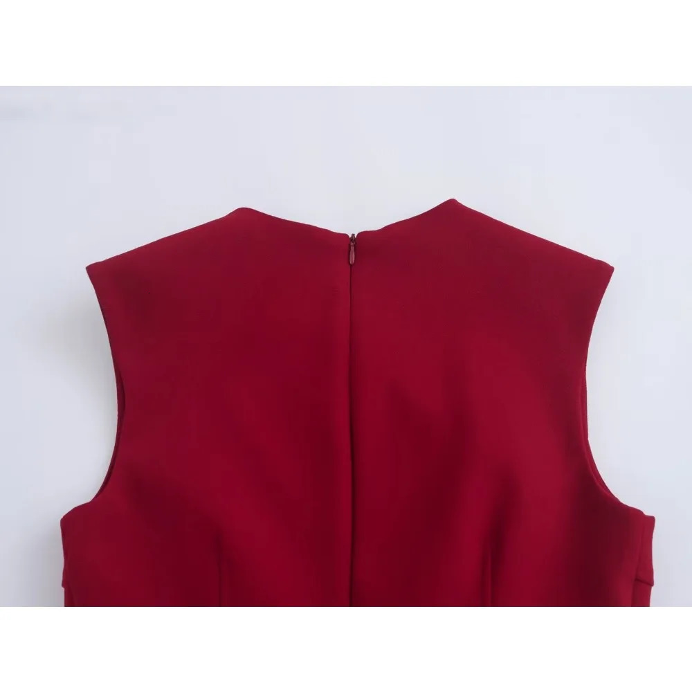 Aoaiys Womens Sleeveless A-Line O-Neck Zipper High Waist Sexy Mini Dress Fashion Elegant Summer Dress 241031