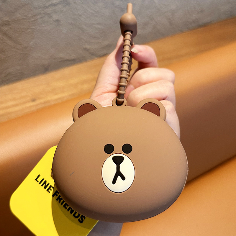 New designer genuine brown bear coin purse cartoon Koni Rabbit mini key creative multifunctional headphone storage bag pendant