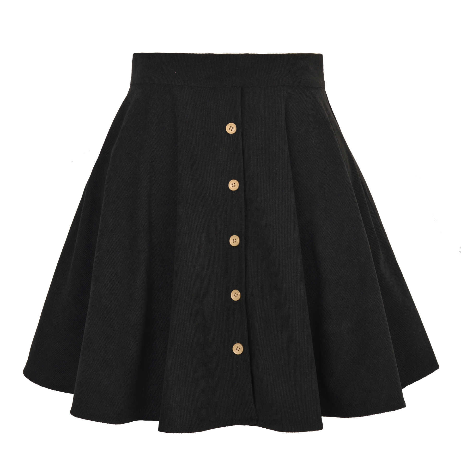 WoMens Solid Color Corduroy Short Skirt Autumn And Winter Career Skirts Fashion Sweet Single Row Button High Waist Umbrella Skirt 241023
