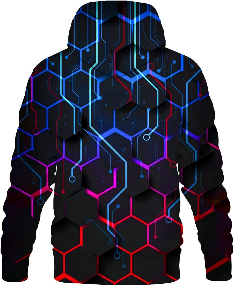 Hoodie for Mens Unisex 3D Novelty Hoodies Graphic Pullover Hooded Sweatshirt with Pockets Graphic Warm and fashionable