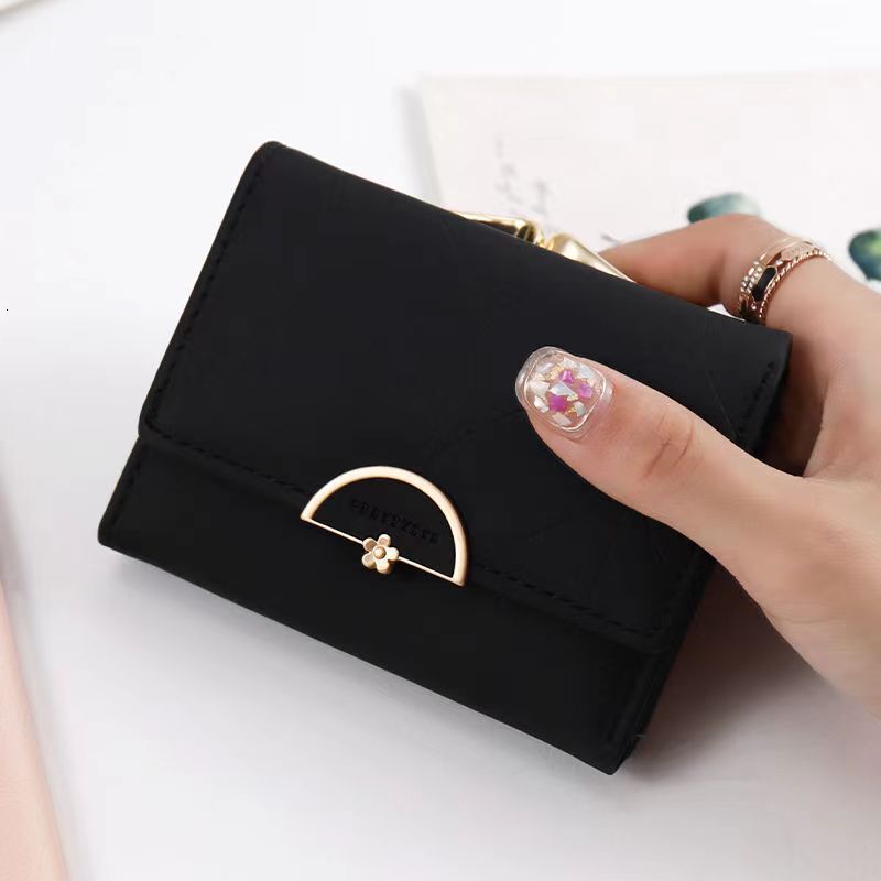 Wallet women's short Instagram niche Japanese and Korean small fresh three fold bag multi card folding college style coin zero wallet