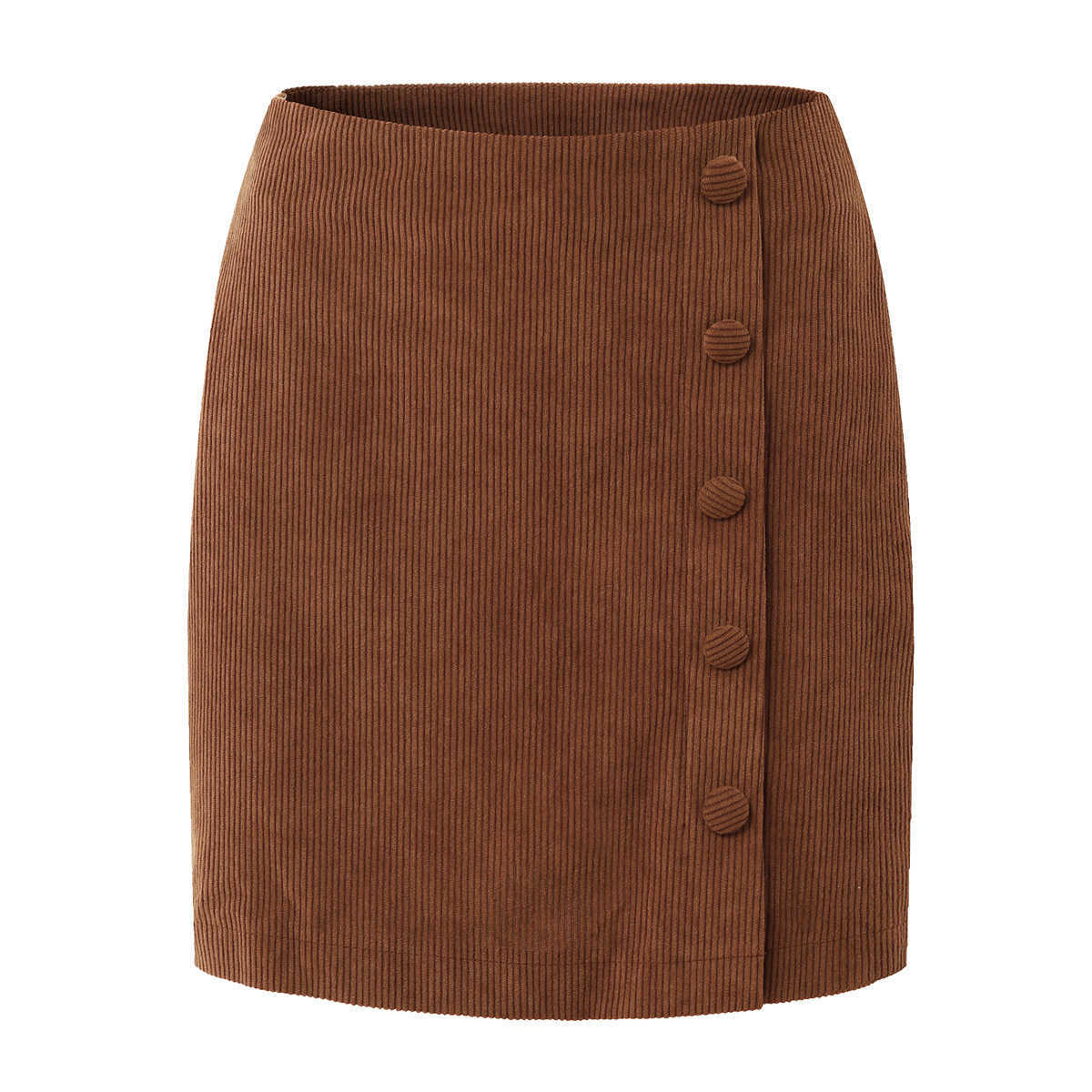 WoMens Corduroy Half Short Skirt Autumn Winter Solid Color Hip-hugging Skirt Cloth Buckle Zipper Skirt High Waist Slimming Hip Skirt 241023