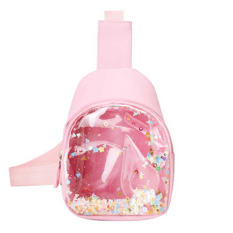 New Fashion Childrens Solid Color Transparent Crossbody Bag Shoulder Bag Travel Sports Girl Cute Shoulder Bag 2024 Gifts LX241104
