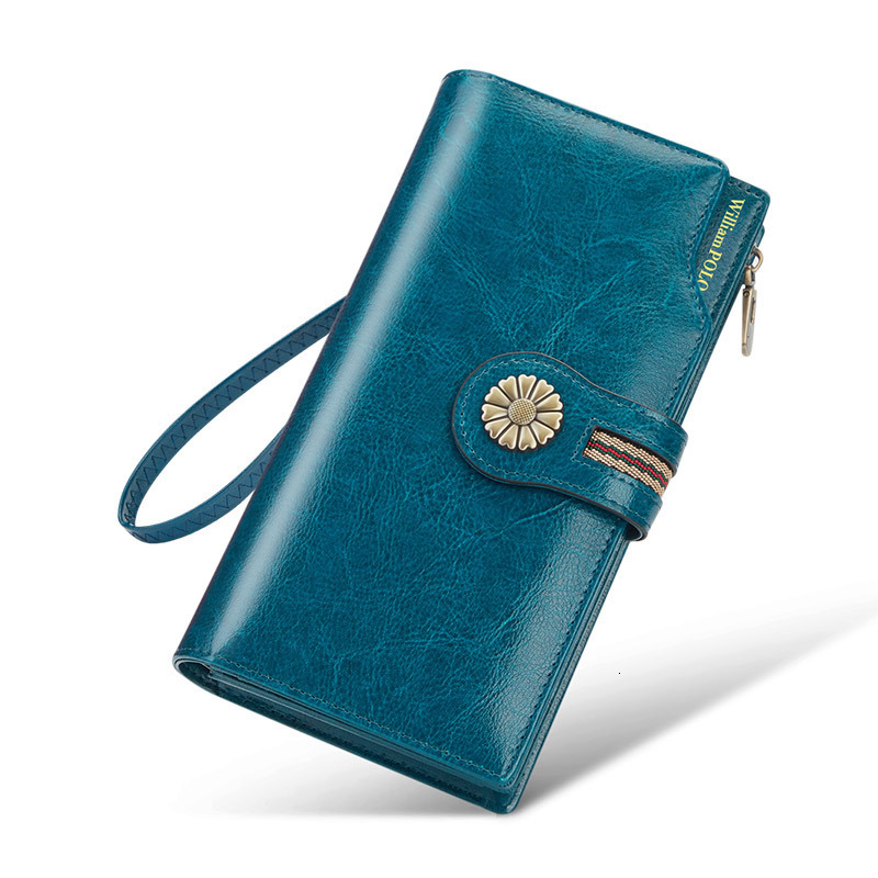 New designer DiBao women's high-end long leather anti-theft brush wallet zipper
