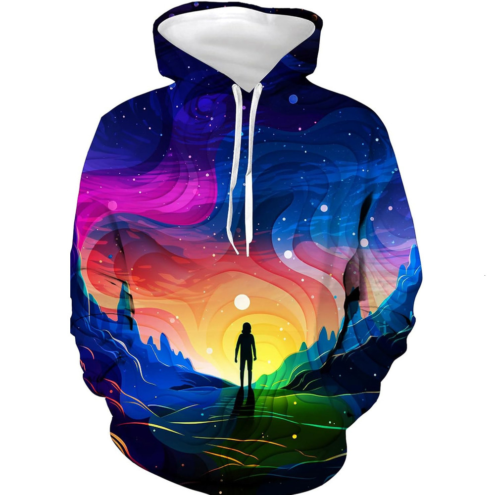 Hoodie for Mens Unisex 3D Galaxy Hoodie Novelty Hooded Sweatshirt Colorful Graphic Long Sleeve Hoodies with Big Pockets Graphic Hip hop style fashion