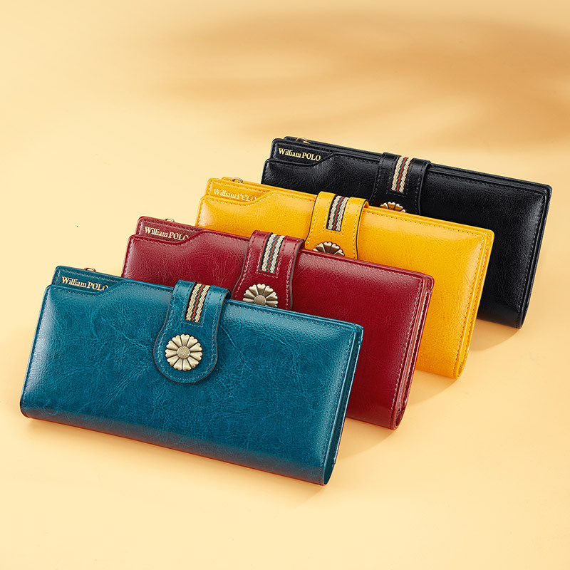 New designer DiBao women's high-end long leather anti-theft brush wallet zipper