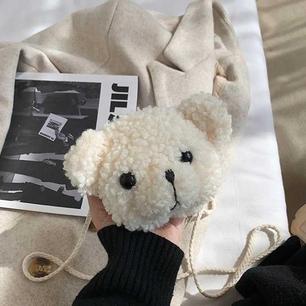 Cute Bear Plush Shoulder Bag for Children Kids Messenger Bags Kawaii Diagonal Bag Purse Little Girls Stuffed Animals Bag LX241104