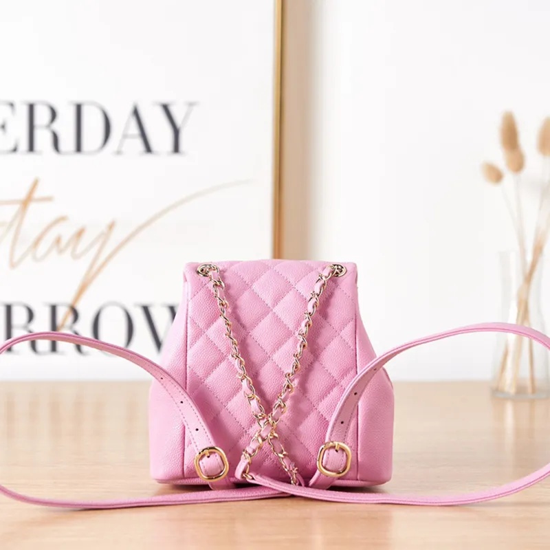 10A Mirror Quality Gril Designer Small Backpack Mini Backpacks Classic Flap Crossbody Calfskin Shoulder Bag 17.5CM with Box C500