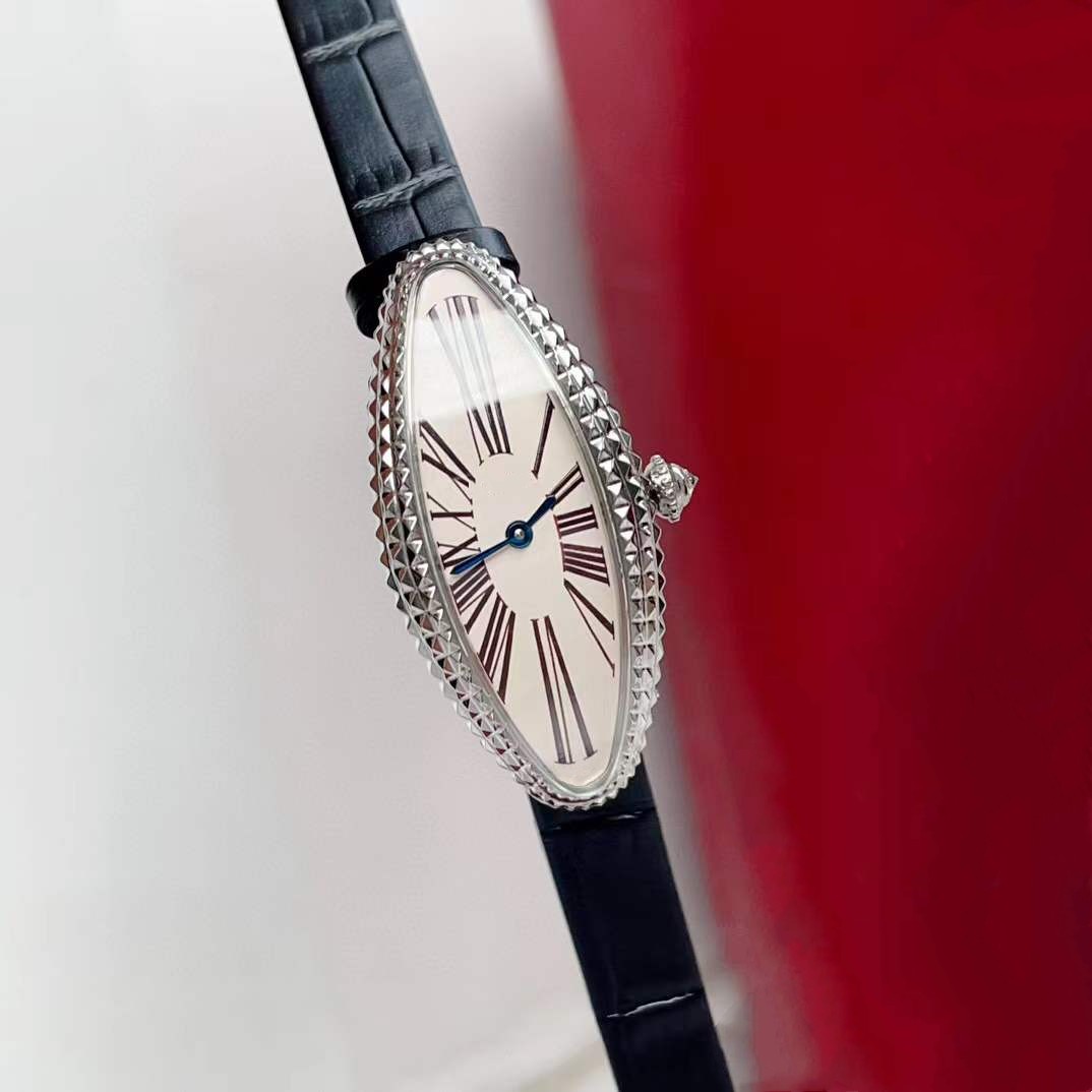 2025 New Top Quality Famous Brand Women Quartz Watch Baignoire Allongee Medium Roman Number Blue Needle Long Wristwatch Sapphire Vintage 47mm Ladies Unique Clock