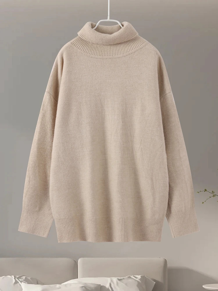 Solid Sweater Pullover Womens Elegant Turtle Fingered Long Sleeve Womens Top Autumn/Winter Fashion Womens Knitted Top 241104