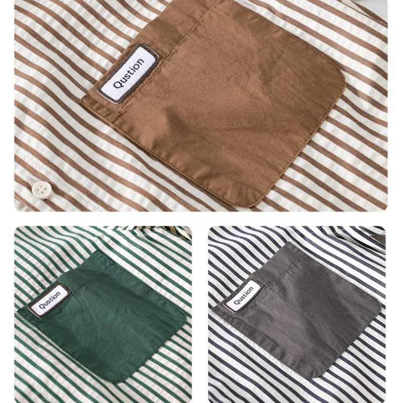 Spring Autumn Casual Striped Long Sleeve Shirts for Men Clothing Simple Soft Streetwear FY9866 240328