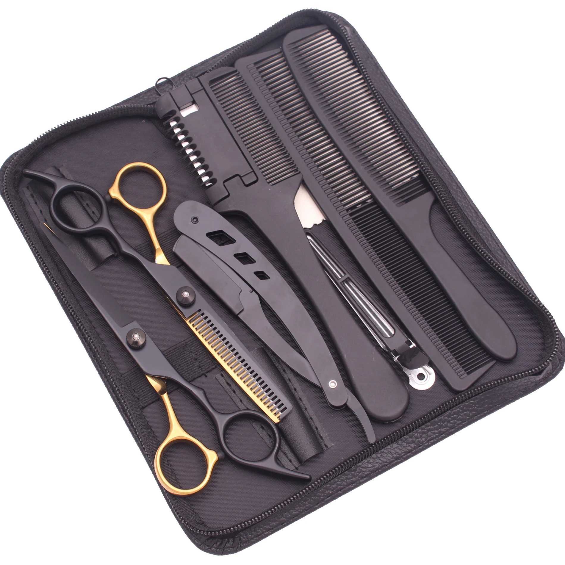 6 Hair Scissors Professional Cutting Shears Thinning Hairdressing Razors Com Set Salon Barber Home Japan Steel DropshippingXJ2411