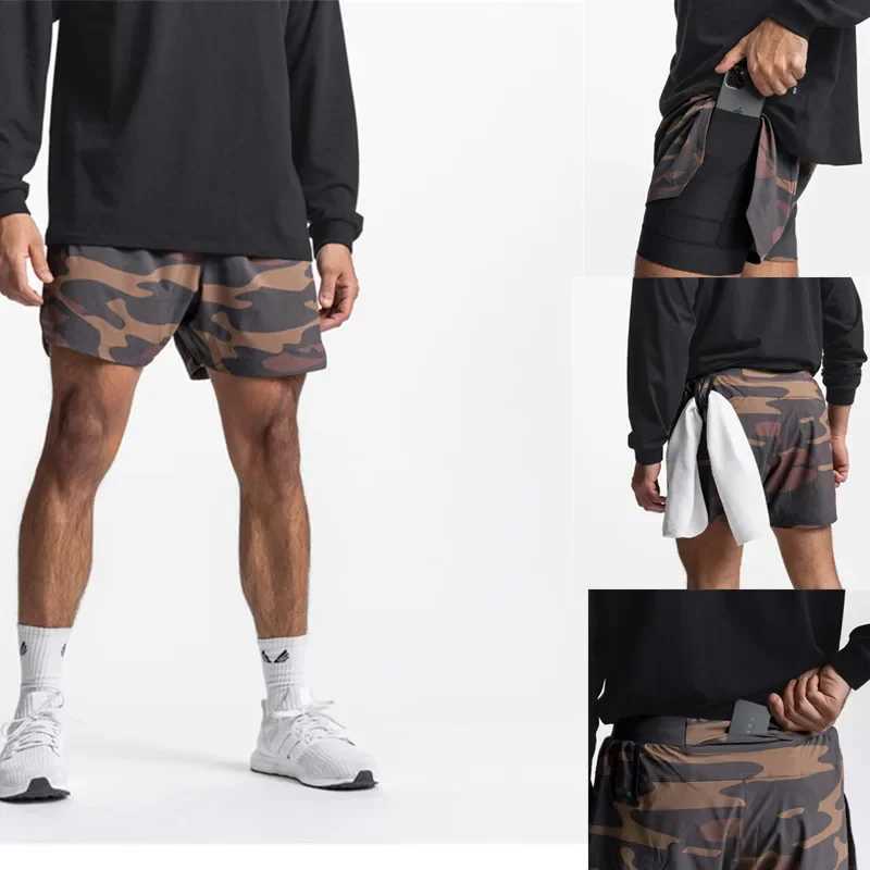 Mens Summer Running Jogger 2 in 1 Double-layer quick-drying fitness shorts Athletic shortsXJ241104